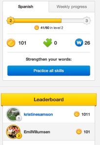 Duolingo points and scoreboard